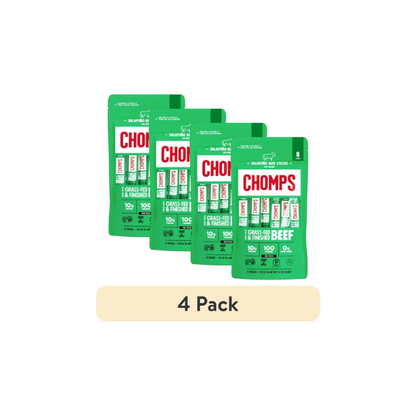 (4 pack) Chomps Grass-Fed And Finished Jalapeño Beef Jerky Snack Sticks (8 Count)