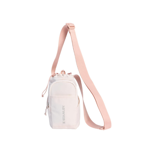 STANLEY Vitalize Carry-All Bag | Bottle Holder with Drawstring Cinch | Adjustable Shoulder Strap | Zippered Valuables Pocket | Durable Recycled Fabric | Rose Quartz