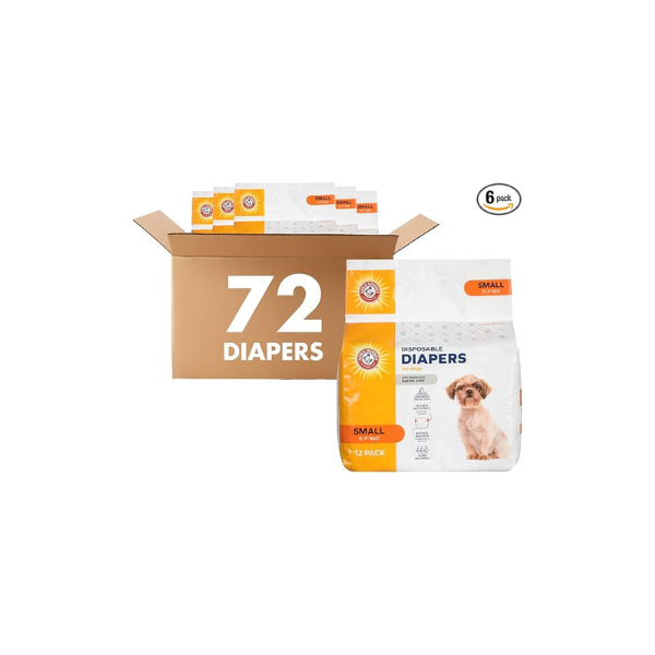 Arm & Hammer Disposable Female Dog Diapers, Small, 12 Count, 6-Pack
