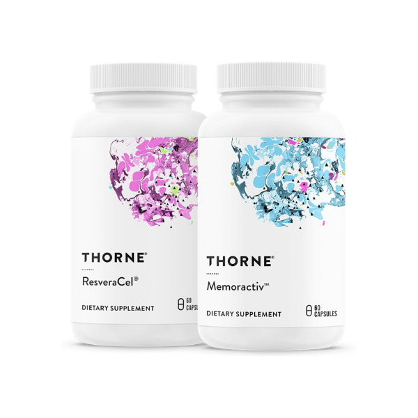 THORNE - ResveraCel (60 Capsules) & Memoractiv (60 Capsules) Bundle - Supports Brain Health & Healthy Aging - Gluten, Dairy & Soy-Free