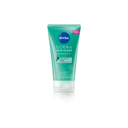 NIVEA Derma Skin Clear Anti-Blemish Peeling 150 ml – Exfoliating Clarifying Gel with Salicylic Acid, Sea Salt & Niacinamide for Pore-Refining Face & Body Care