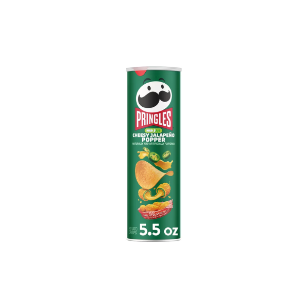 Pringles Cheesy Jalapeno Popper Potato Crisps Chips, Lunch Snacks, 5.5 oz Canister