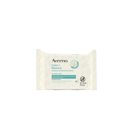 Aveeno Calm + Restore Unscented Makeup Remover Wipes, Alcohol-Free, 25 Ct