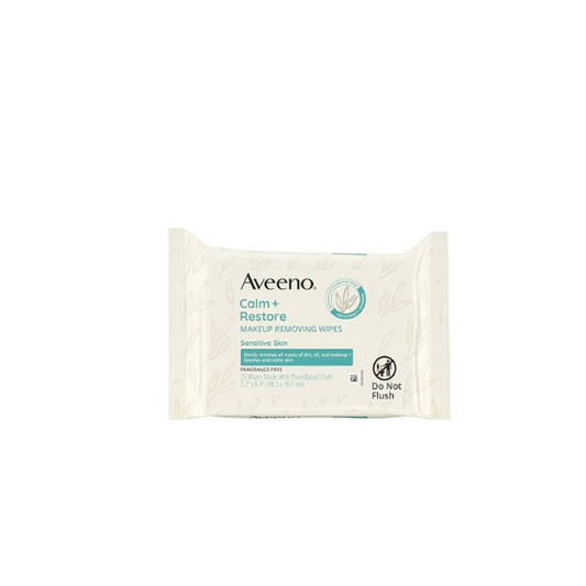 Aveeno Calm + Restore Unscented Makeup Remover Wipes, Alcohol-Free, 25 Ct