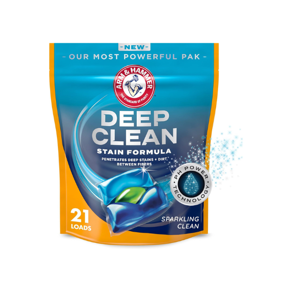 ARM & HAMMER Deep Clean Stain Formula Laundry Detergent Paks, 21 Count
