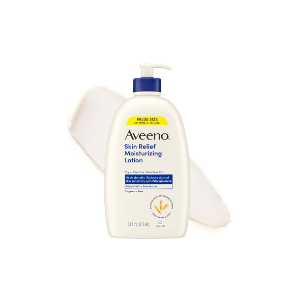 Aveeno Skin Relief Moisturizing Body Lotion Heals VeryDry,Sensitive Skin,Fast-Absorbing Lotion w/Soothing Triple Oat&Shea Butter Formula,Fragrance Free,Non-Comedogenic, 33 Fl Oz (Pack of 6)