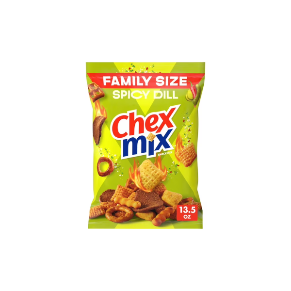 Chex Mix Spicy Dill Snack Mix, Savory Snack Bag, Family Size, 13.5 oz