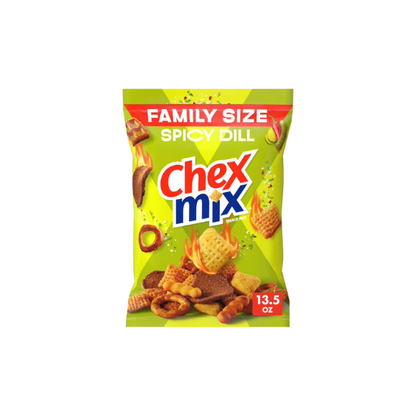 Chex Mix Spicy Dill Snack Mix, Savory Snack Bag, Family Size, 13.5 oz