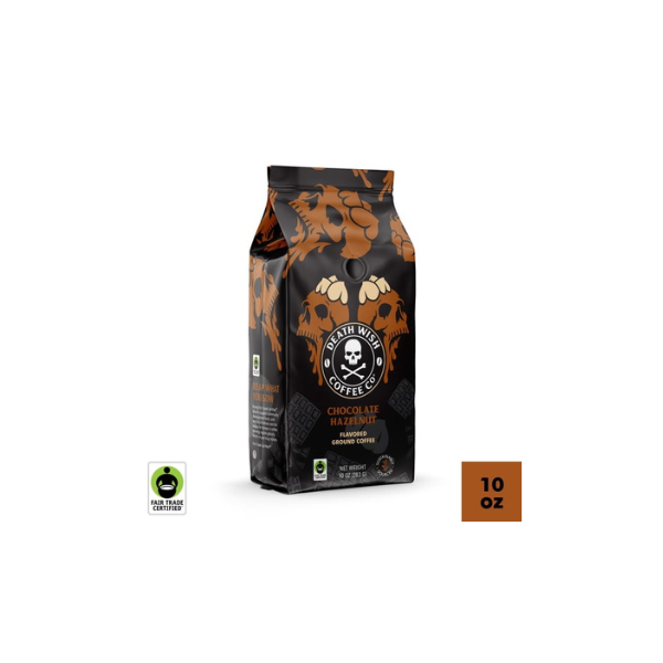 Death Wish Coffee Co., Chocolate Hazelnut, Fair Trade, Ground Coffee, Natural Flavors, 10 oz
