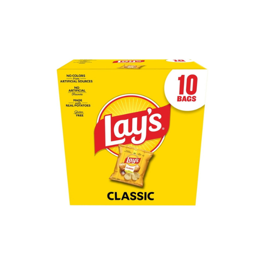Lay's Classic Potato Snack Chips, 1 oz Bags, 10 Count Multipack