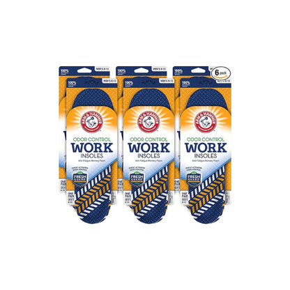 Arm & Hammer Work Boot Insoles, Memory Foam Arch Support, 6 Pack