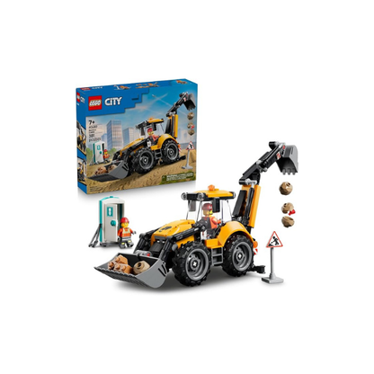 LEGO City Yellow Backhoe Loader 60480 | Building Toys for Boys & Girls, Ages 7+, Construction Truck Toy, Movable Front Bucket & Backhoe, 301 pieces, Gift Idea
