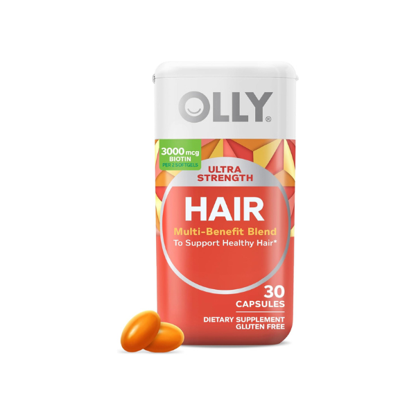 OLLY Ultra Strength Hair Softgels, Biotin, Keratin, Vitamin D, B12 - 30 Ct