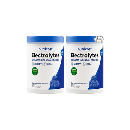 Nutricost Electrolyte Complex Powder (60 Servings, Blue Raspberry) - Hydration Supplement Drink Mix with Vitamins and Minerals (Pack of 2)