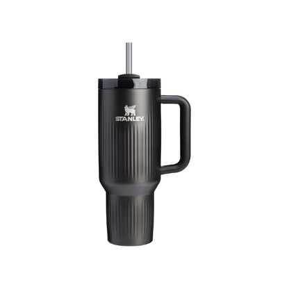 STANLEY Quencher H2.0 Tumbler with Handle and Straw 40 oz | Flowstate 3-Position Lid | Cup Holder Compatible for Travel | Insulated Stainless Steel Cup | BPA-Free | Fluted Black