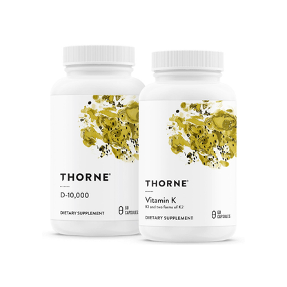 THORNE - Bone Health Bundle - Vitamin D3 & Vitamin K - Supports Healthy Bones, Teeth Muscles, Cardiovascular, and Immune Function - 30 to 60 Servings