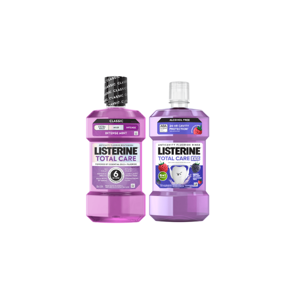 Listerine Total Care 500ml Mouthwash & Total Care Kids Berry 500ml Mouthwash