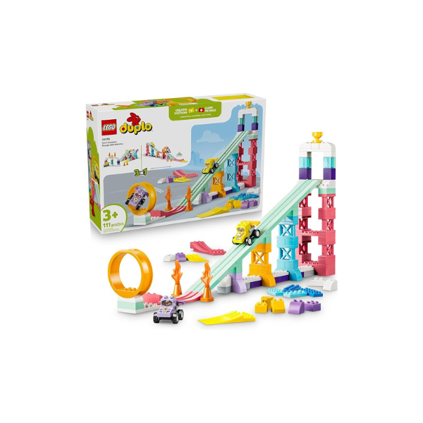 LEGO DUPLO Town 3 in 1 Creative Ramps with Vehicles 10478 | Building Toys for Toddlers, Ages 3+, Toy Cars, Sturdy Build for Pretend Play, Fine Motor Skills, 111 pieces, Gift Idea