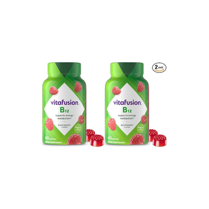Vitafusion Vitamin B12 Gummies | 1000 mcg | 140 Adult Gummy Vitamins | for Women & Men | Raspberry Flavor | Gluten and Dairy Free Supplement (Pack of 2)