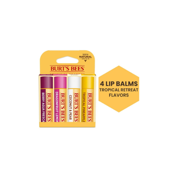 Burt's Bees 100% Natural Origin Moisturizing Lip Balm, Tropical Variety Pack, 4 Tubes