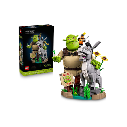 LEGO Shrek: Shrek, Donkey & Puss in Boots 72423 | Collectible Building Set for Adults, Ages 18+, Movie Display for Bedroom or Book Shelf, 1,403 pieces, Gift for Men & Women