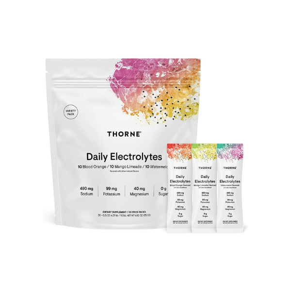 THORNE Daily Electrolytes, Electrolyte Powder Drink Mix, 30 Stick Packs