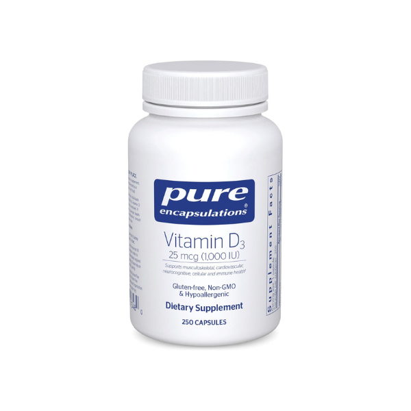 Pure Encapsulations Vitamin D3 25 mcg (1,000 IU), 250 Capsules