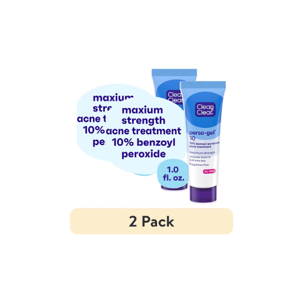 (2 pack) Clean & Clear Persa-Gel 10 Acne Treatment, Benzoyl Peroxide, 1 fl. oz