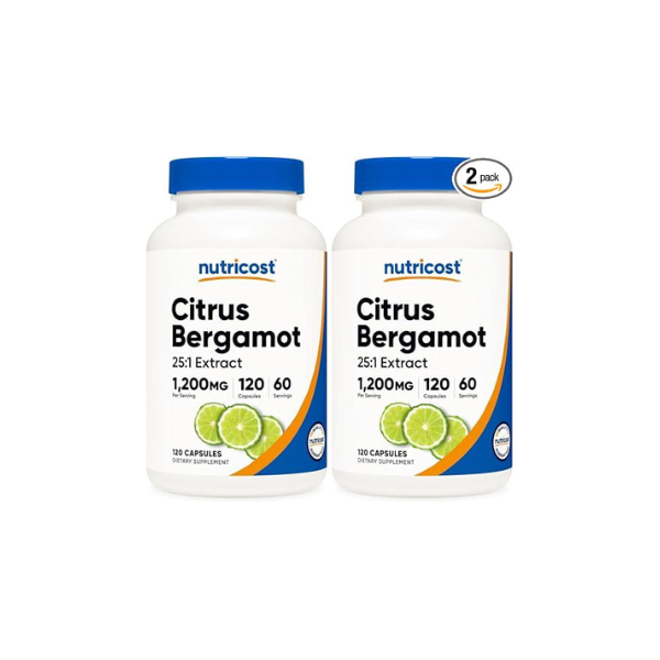 Nutricost Citrus Bergamot Capsules 1,200mg, 120 Capsules - 25:1 Bergamot Extract - 60 Servings, Gluten Free, Vegan & GMO-Free (Pack of 2)