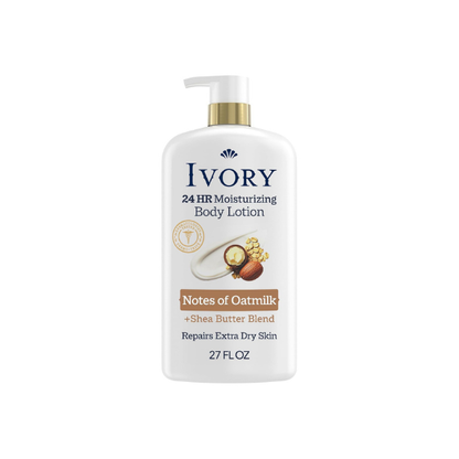 Ivory Hand & Body Lotion, 24hr Moisturizing, Repairs Extra Dry Skin, All Day Hydration, Lightweight Formula, Absorbs Instantly, Perfect for Daily Use, Shea Butter Blend, Oatmilk Scent, 27 fl oz