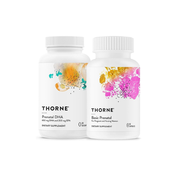 THORNE - Comprehensive Prenatal Bundle: Women's Basic Prenatal Multi & DHA - Baby’s Brain, Health Support - 30 Servings