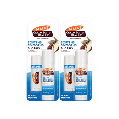 Palmer's Cocoa Butter Formula Duo Pack, Moisturizing Swivel Stick and Lip Balm with Vitamin E, All Day Moisturization, For use on Lips, Dry Patches, Marks & Scars,2 Count (Pack of 2)