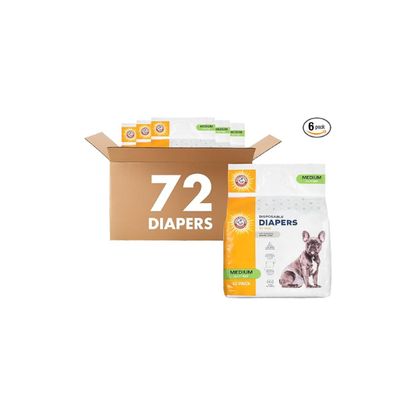 Arm & Hammer Disposable Female Dog Diapers, Medium, 12 Count, 6-Pack