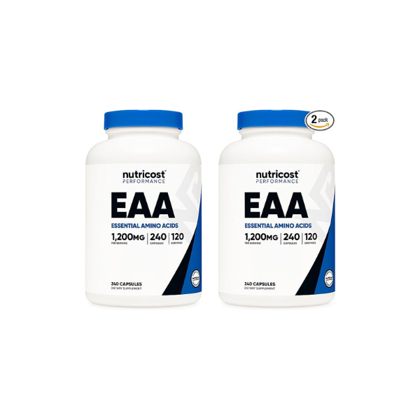 Nutricost EAA Capsules 1200mg, 240 Capsules - Essential Amino Acids, 120 Servings - Non-GMO, Gluten Free & Vegan (Pack of 2)