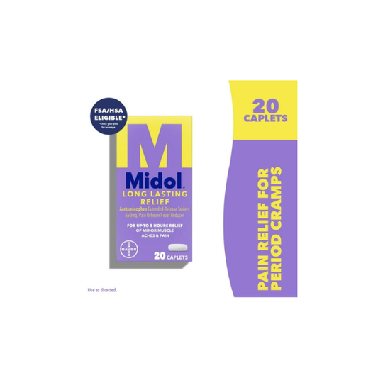 Midol Long Lasting Relief Menstrual Pain Relief Caplets, 20 Count