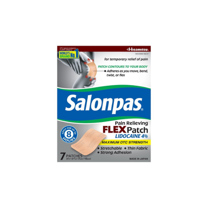 Salonpas Pain Relieving FLEX Patch Lidocaine 4%, 7 Count (Pack of 1)