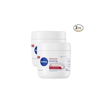 Nivea Intense Healing Body Cream for Dry Skin with Glycerin, Provitamin B5 & Niacinamide, 72-Hour Moisture, Non-Greasy, 13.5 oz Jar (Pack of 2)