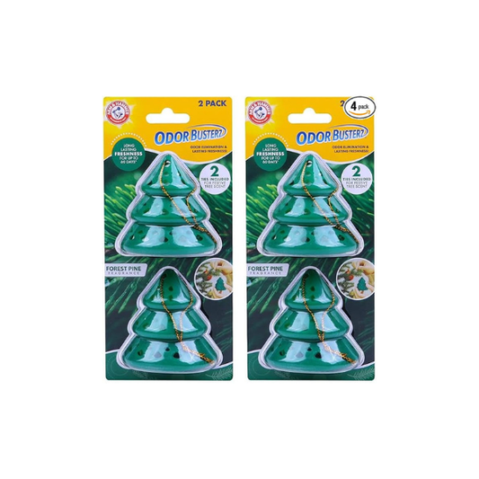 Arm & Hammer Deodorizing Odor Busterz, 4 Count, Forest Pine Figural, Air Freshener and Odor Eliminator - Long-Lasting Freshness for Home, Bathroom, Closet, Gym Bags, Sports Gear and More