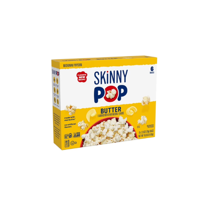 SkinnyPop Butter Flavored, Gluten Free Microwave Popcorn Bags, 2.8 oz (6 Count)