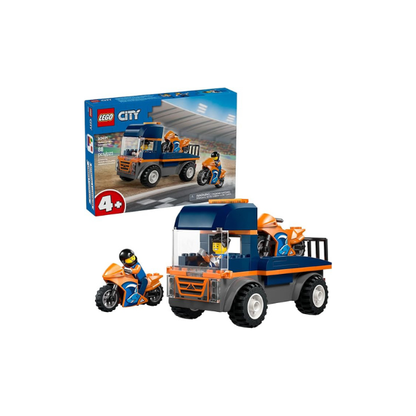 LEGO City Motorcycle Transporter Building Toy for Boys & Girls - Pretend Play Set for Preschool Kids, Ages 4+ - Flatbed Truck Toy W/2 Toy Motorcycles & 2 Minifigures - Gift Idea for Birthdays - 60491