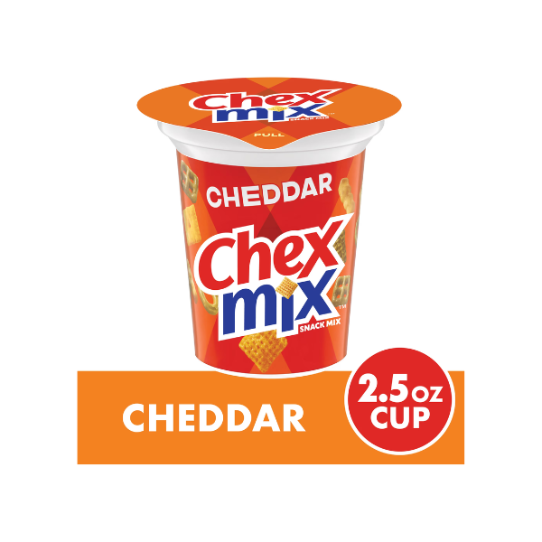 Chex Mix Cheddar Flavored Snack Mix, Snack Cup, 2.5 oz