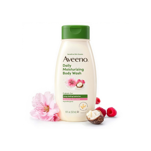 Aveeno Daily Moisturizing Body Wash, Shea Butter Berry, 18 fl. oz