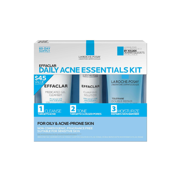 La Roche-Posay Effaclar Daily Acne Kit with Cleanser, Toner & Moisturizer