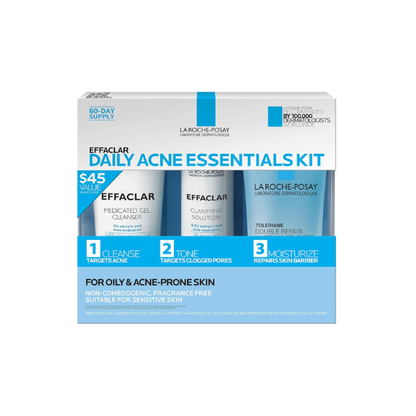 La Roche-Posay Effaclar Daily Acne Kit with Cleanser, Toner & Moisturizer