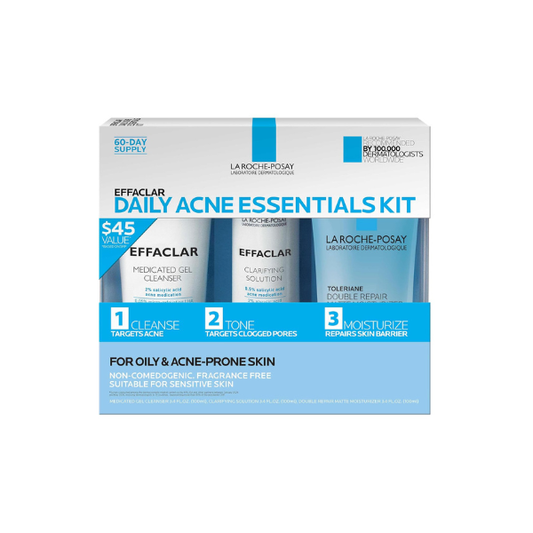 La Roche-Posay Effaclar Daily Acne Kit with Cleanser, Toner & Moisturizer