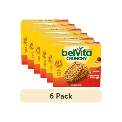 (6 pack) belVita Breakfast Bars Biscuits, Cranberry Orange, 5 Packs (4 Biscuits Per Pack)