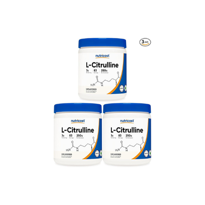 Nutricost Pure L-Citrulline (Base) Powder 250 Grams (Pack of 3)