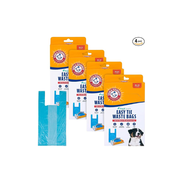ARM & HAMMER 71041 Easy-Tie Waste Bags, Blue, 75 Count - Pack of 4