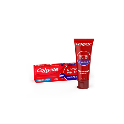 Colgate Optic White Purple Whitening Toothpaste, Mint Paste, 4.2 oz Tube