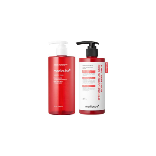 medicube Clear Body Essentials Duo: Red Body Wash and HOCI Body Peel Shot